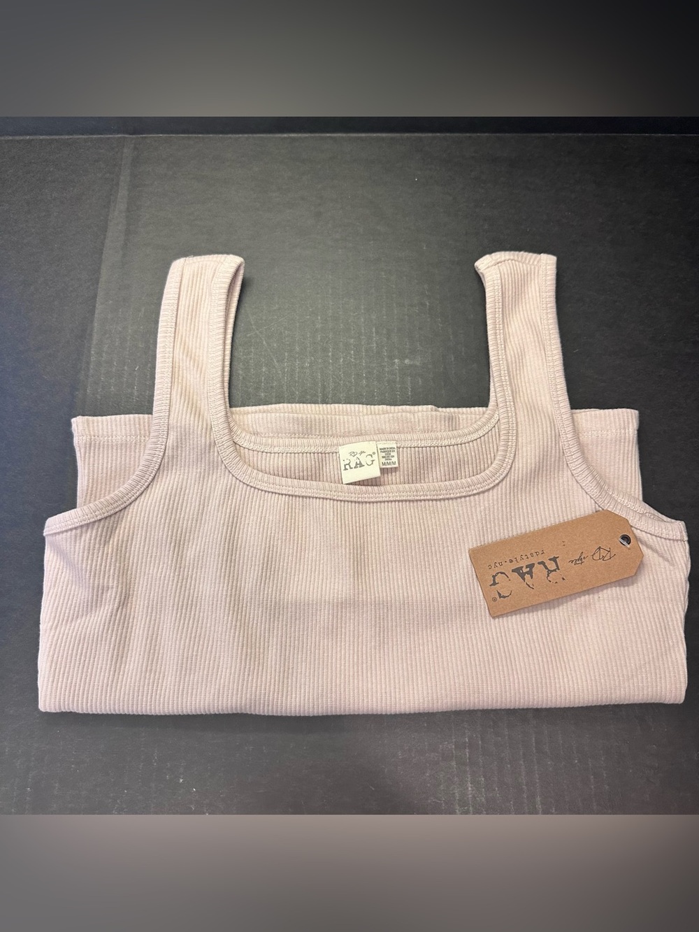 R&D Style NYC Ribbed Knit Square Neck Tank Top NWT Medium Tan Fall Base Layer